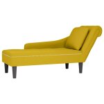 Vidaxl fauteuil long avec coussin et accoudoir droit jaune velours