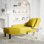 Vidaxl fauteuil long avec coussin et accoudoir droit jaune velours