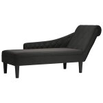 Vidaxl fauteuil long avec coussin et accoudoir droit noir tissu