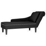 Vidaxl fauteuil long avec coussin et accoudoir droit noir velours