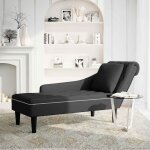 Vidaxl fauteuil long avec coussin et accoudoir droit noir velours