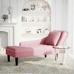 Vidaxl fauteuil long avec coussin et accoudoir droit rose velours