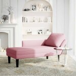 Vidaxl fauteuil long avec coussin et accoudoir droit rose velours Vidaxl fauteuil long avec coussin et accoudoir droit rose velours