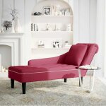 Vidaxl fauteuil long avec coussin et accoudoir droit rouge bordeaux