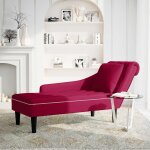 Vidaxl fauteuil long avec coussin et accoudoir droit rouge bordeaux