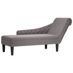 Vidaxl fauteuil long avec coussin et accoudoir droit taupe tissu
