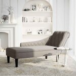Vidaxl fauteuil long avec coussin et accoudoir droit taupe tissu