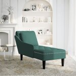 Vidaxl fauteuil long et coussin et accoudoir droit vert fonc velours