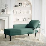 Vidaxl fauteuil long et coussin et accoudoir droit vert fonc velours