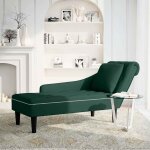 Vidaxl fauteuil long et coussin et accoudoir droit vert fonc� velours