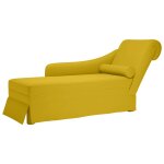 Vidaxl fauteuil long avec traversin et accoudoir droit jaune velours