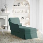 Vidaxl fauteuil long et traversin accoudoir droit vert fonc velours