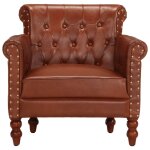 Vidaxl fauteuil marron cuir de chvre vritable