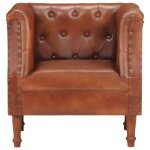 Vidaxl fauteuil marron cuir vritable