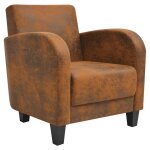 Vidaxl fauteuil marron similicuir daim