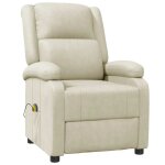 Vidaxl fauteuil de massage blanc cr�me similicuir