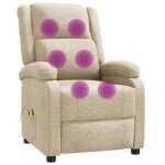 Vidaxl fauteuil de massage crme tissu