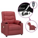 Vidaxl fauteuil de massage électrique rouge bordeaux similicuir Vidaxl fauteuil de massage électrique rouge bordeaux similicuir