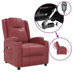 Vidaxl fauteuil de massage �lectrique rouge bordeaux similicuir