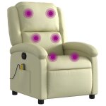 Vidaxl fauteuil de massage inclinable crème cuir véritable Vidaxl fauteuil de massage inclinable crème cuir véritable