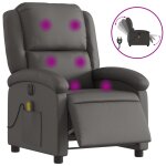 Vidaxl fauteuil de massage inclinable �lectrique gris cuir v�ritable