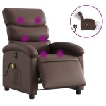 Vidaxl fauteuil de massage inclinable �lectrique marron similicuir