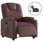 Vidaxl fauteuil de massage inclinable lectrique marron similicuir