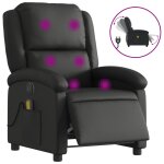 Vidaxl fauteuil de massage inclinable �lectrique noir cuir v�ritable