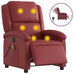 Vidaxl fauteuil de massage inclinable �lectrique rouge bordeaux