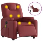 Vidaxl fauteuil de massage inclinable lectrique rouge bordeaux