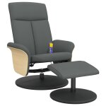 Vidaxl fauteuil de massage inclinable et repose - pieds gris fonc tissu