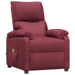Vidaxl fauteuil de massage rouge bordeaux tissu