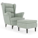Vidaxl fauteuil � oreilles avec tabouret gris clair velours