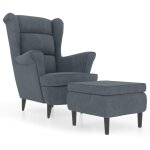Vidaxl fauteuil à oreilles avec tabouret gris foncé velours Vidaxl fauteuil à oreilles avec tabouret gris foncé velours