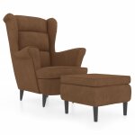 Vidaxl fauteuil  oreilles avec tabouret marron velours