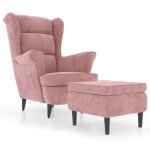 Vidaxl fauteuil à oreilles avec tabouret rose velours Vidaxl fauteuil à oreilles avec tabouret rose velours