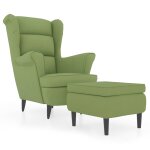 Vidaxl fauteuil � oreilles avec tabouret vert clair velours