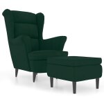 Vidaxl fauteuil  oreilles avec tabouret vert fonc velours