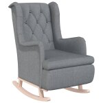 Vidaxl fauteuil avec pieds  bascule en bois d'hva gris clair tissu