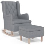 Vidaxl fauteuil avec pieds  bascule et tabouret gris clair tissu