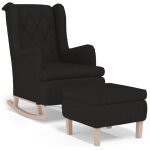 Vidaxl fauteuil avec pieds � bascule et tabouret noir tissu