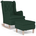 Vidaxl fauteuil avec pieds � bascule et tabouret vert fonc� tissu