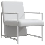 Vidaxl fauteuil avec pieds chrom�s blanc similicuir