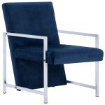 Vidaxl fauteuil avec pieds chrom�s bleu velours