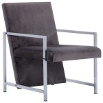 Vidaxl fauteuil avec pieds chrom�s gris fonc� velours