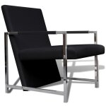 Vidaxl fauteuil avec pieds chroms noir similicuir