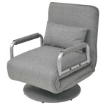 Vidaxl fauteuil pivotant et canap - lit gris clair tissu