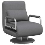 Vidaxl fauteuil pivotant et canap - lit gris fonc tissu
