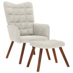 Vidaxl fauteuil relax avec tabouret en velours cr�me