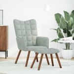 Vidaxl fauteuil relax avec tabouret en velours gris clair